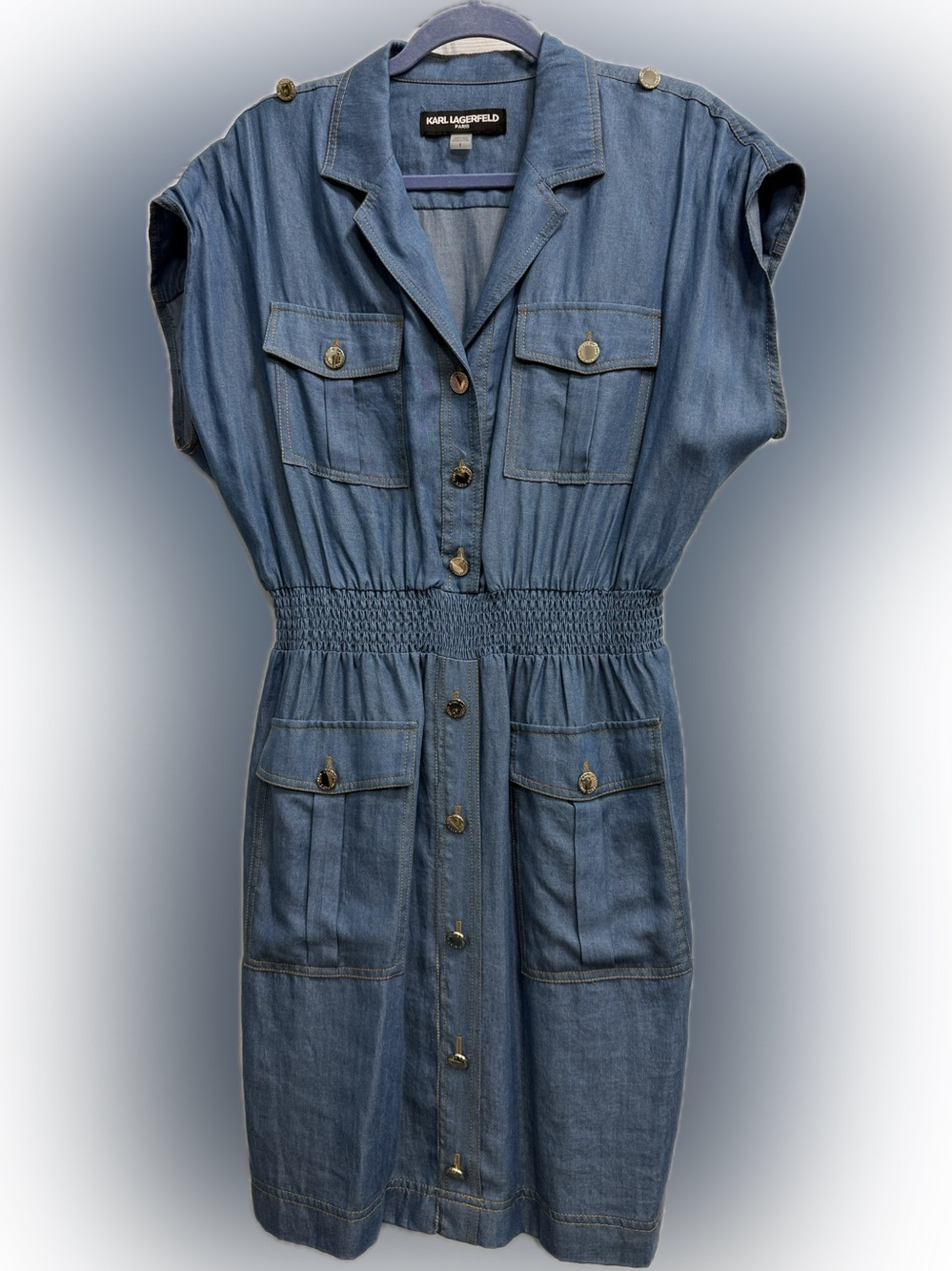 Karl Lagerfeld Button-Front Denim Shirt Dress in Blue